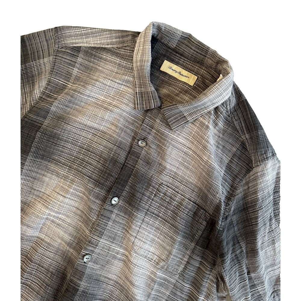 TOMMY BAHAMA 55% Silk Button Up Short Sleeve Shirt XL
